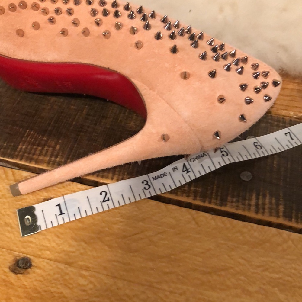 Christian Louboutin Paris Wacarpic 100 Velours Pink suede Pumps studs - Picture 14 of 16